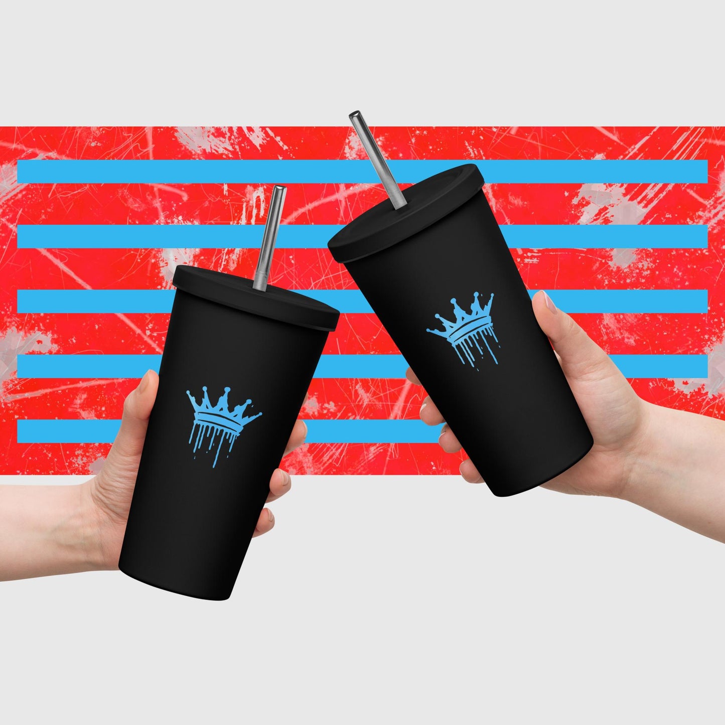 Insulated tumbler with a straw