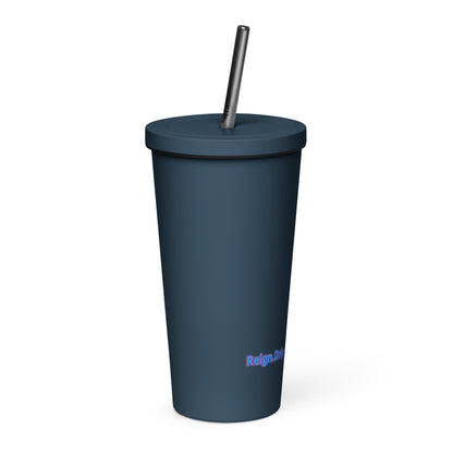 Insulated tumbler with a straw