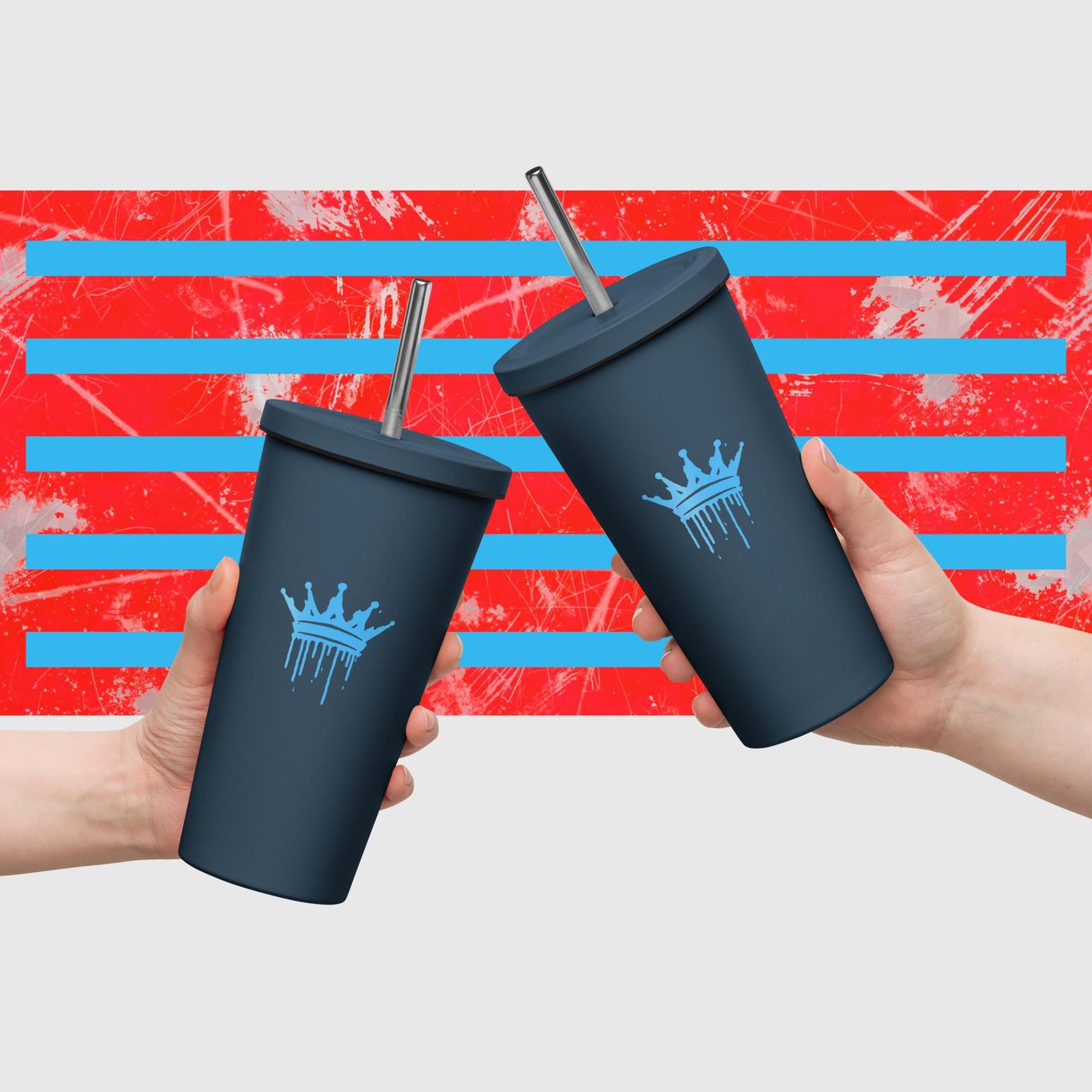 Insulated tumbler with a straw