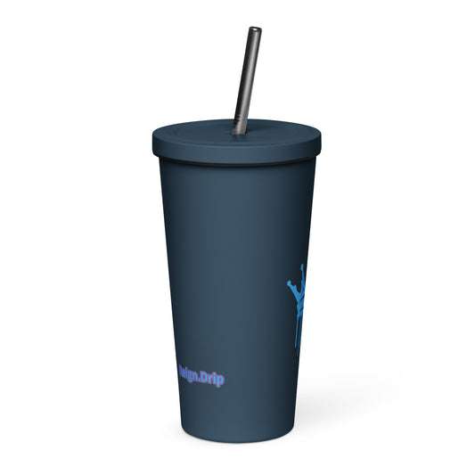 Insulated tumbler with a straw