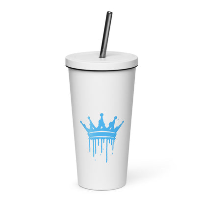 Insulated tumbler with a straw