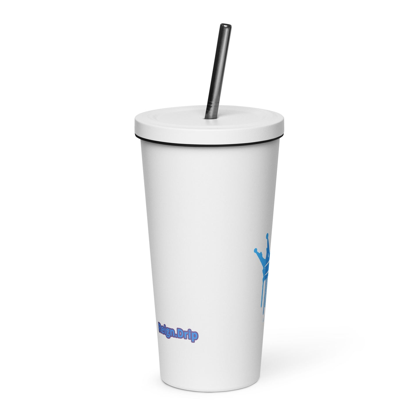 Insulated tumbler with a straw